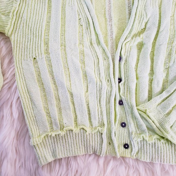 VGUC Free People Stevie Knit Cardigan Long Sleeves Green Grapes Size M - Picture 6 of 7
